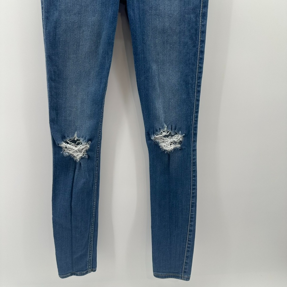 Hollister Jegging Jeans Juniors 1R 25x28 Blue Ultra High Rise Stretch Distressed - Picture 2 of 10